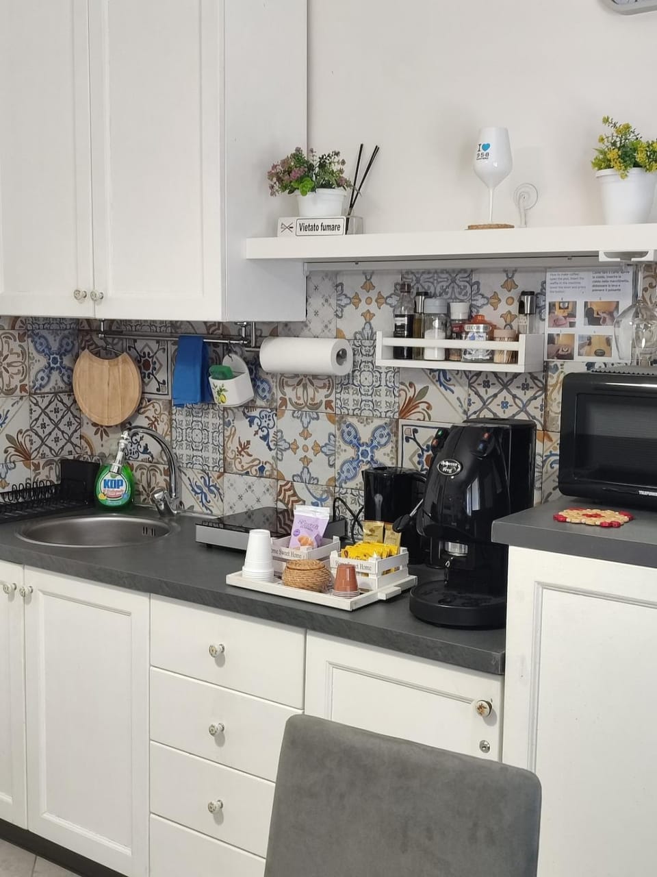 Kitchen or kitchenette, stove