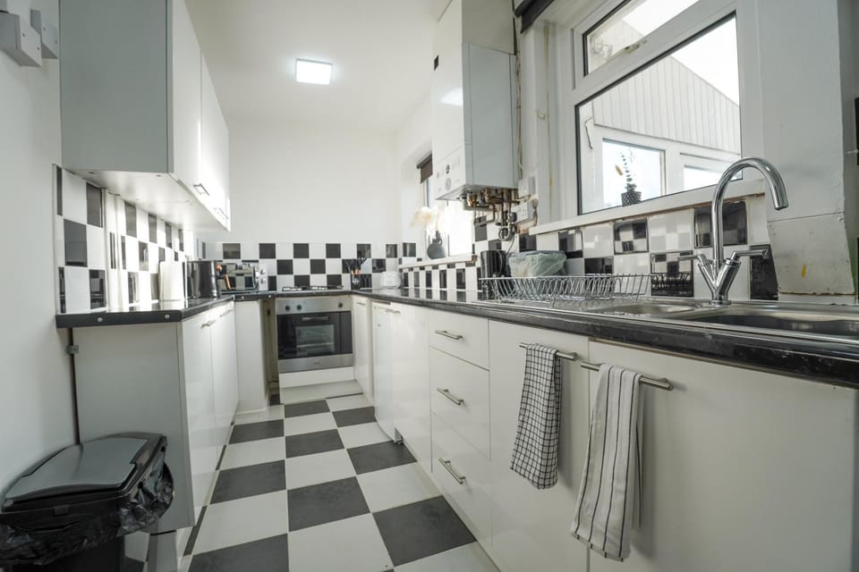 Kitchen or kitchenette, stove, toaster