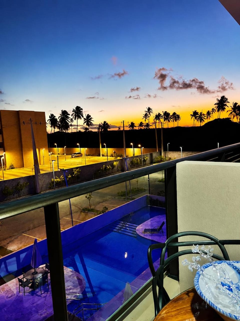 Natural landscape, Pool view, Swimming pool, Sunset, sunbed