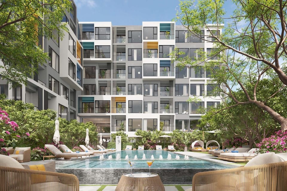 Property building, Pool view, Swimming pool, sunbed