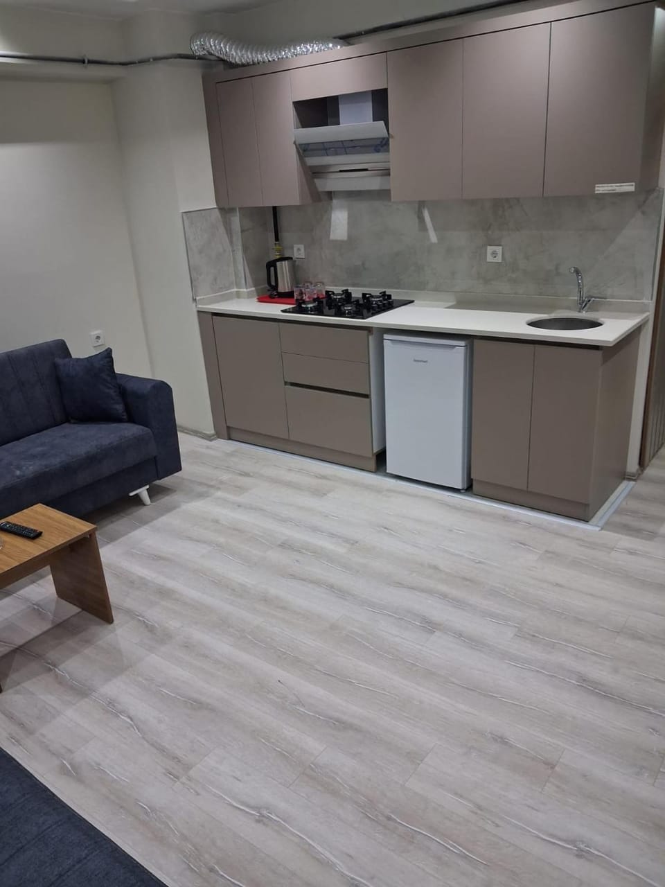 Kitchen or kitchenette, Living room, minibar, stove