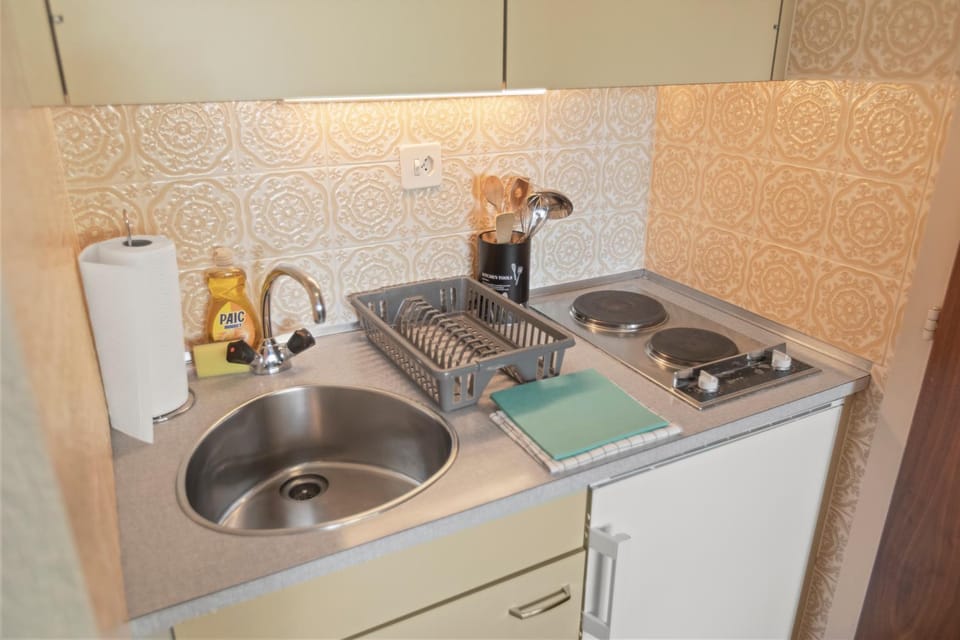 Kitchen or kitchenette, stove
