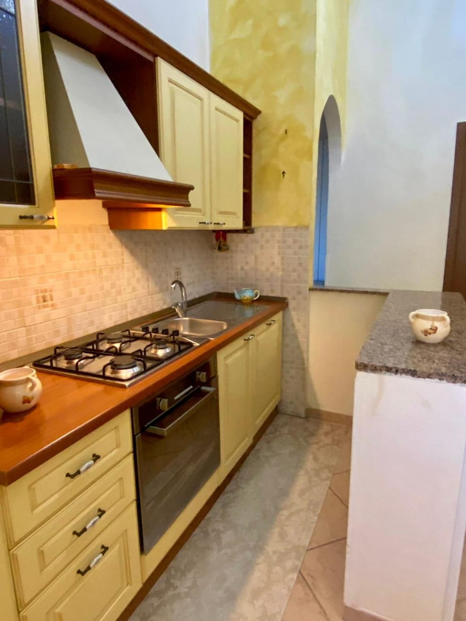 Kitchen or kitchenette, stove