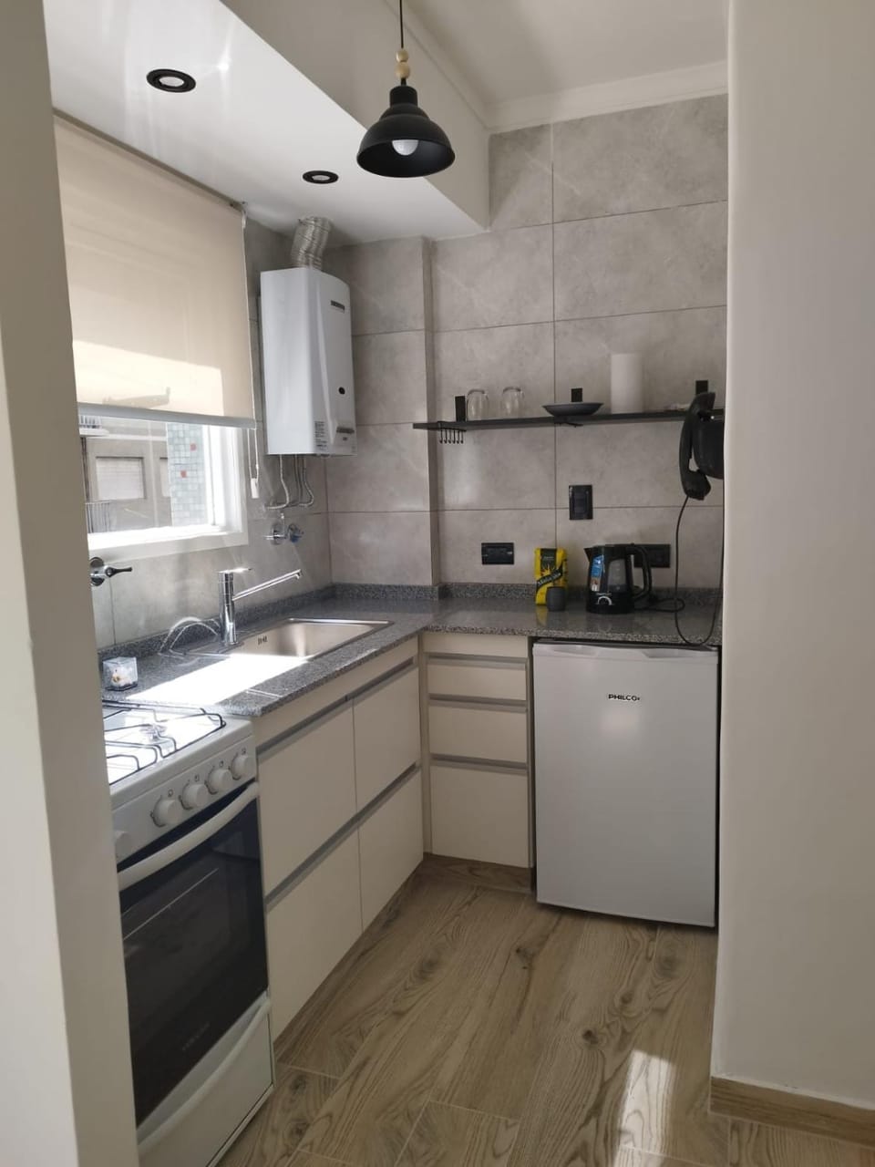 Kitchen or kitchenette, oven