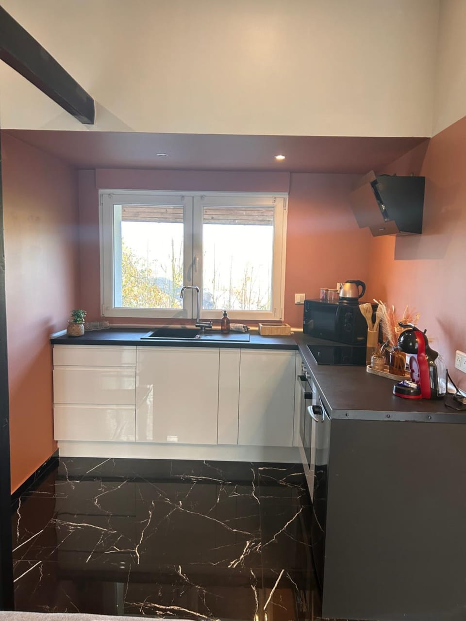 Coffee/tea facilities, Kitchen or kitchenette, stove