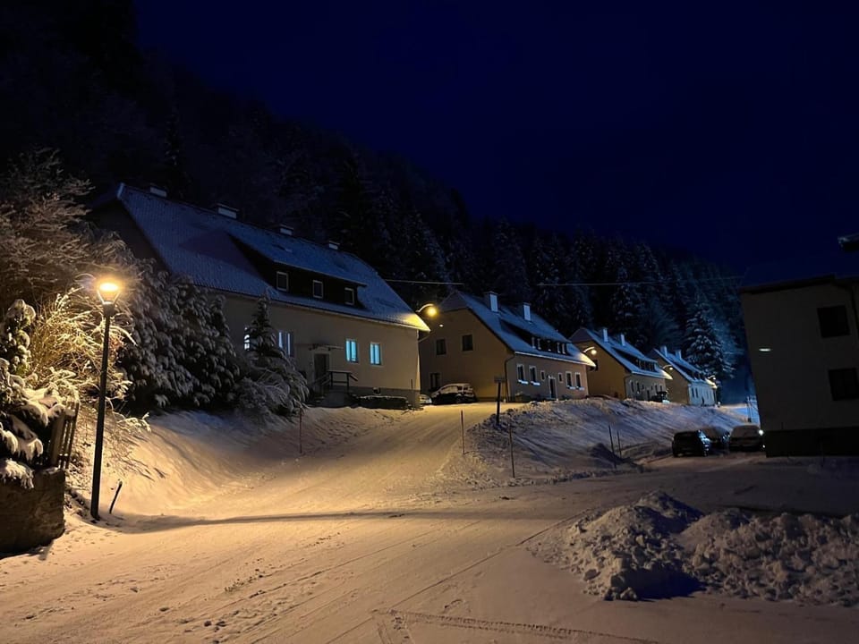 Property building, Night, Winter
