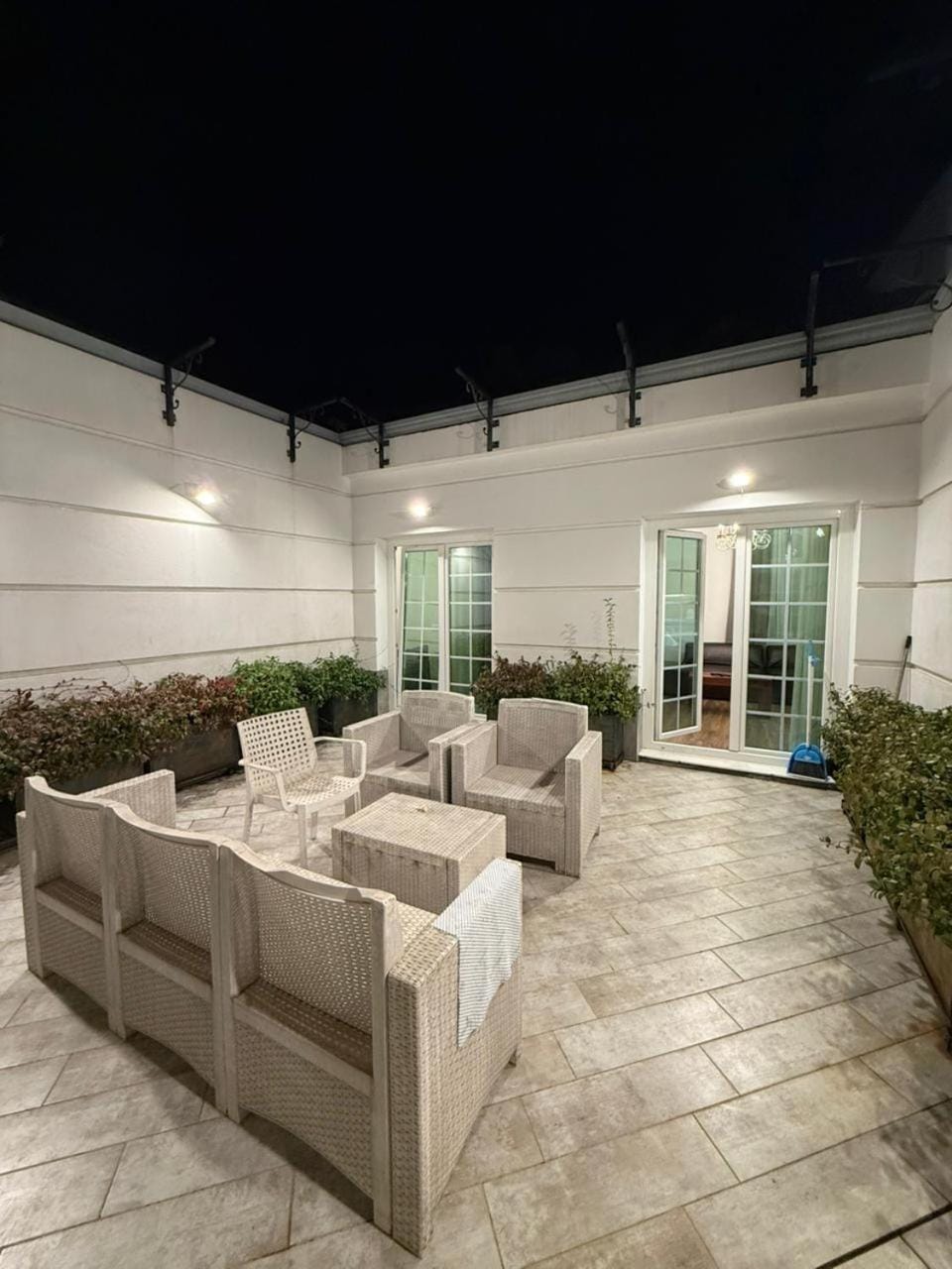 Patio, Night, Balcony/Terrace, Seating area