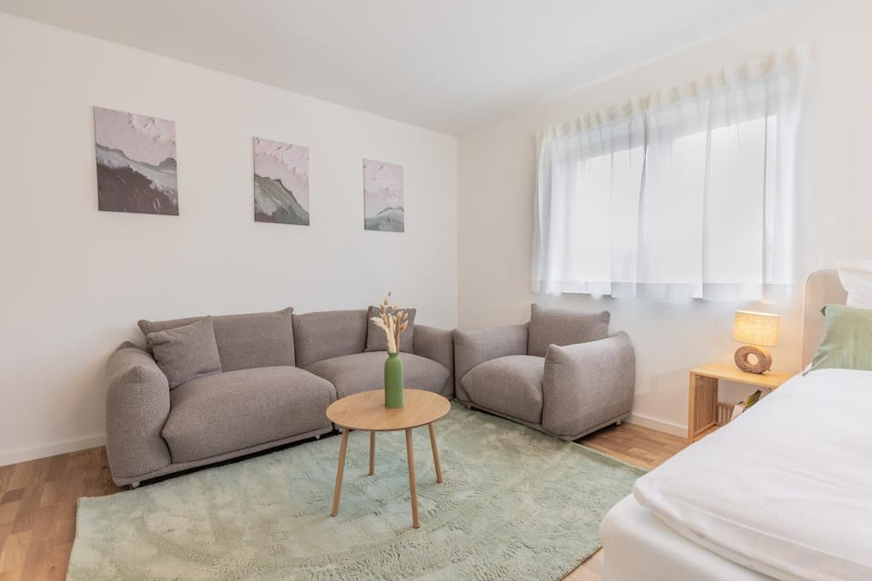 Bed, Living room, Photo of the whole room, Seating area, Bedroom