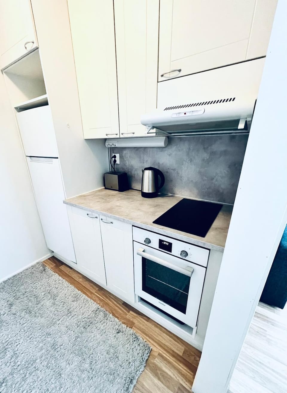 Kitchen or kitchenette, stove, toaster