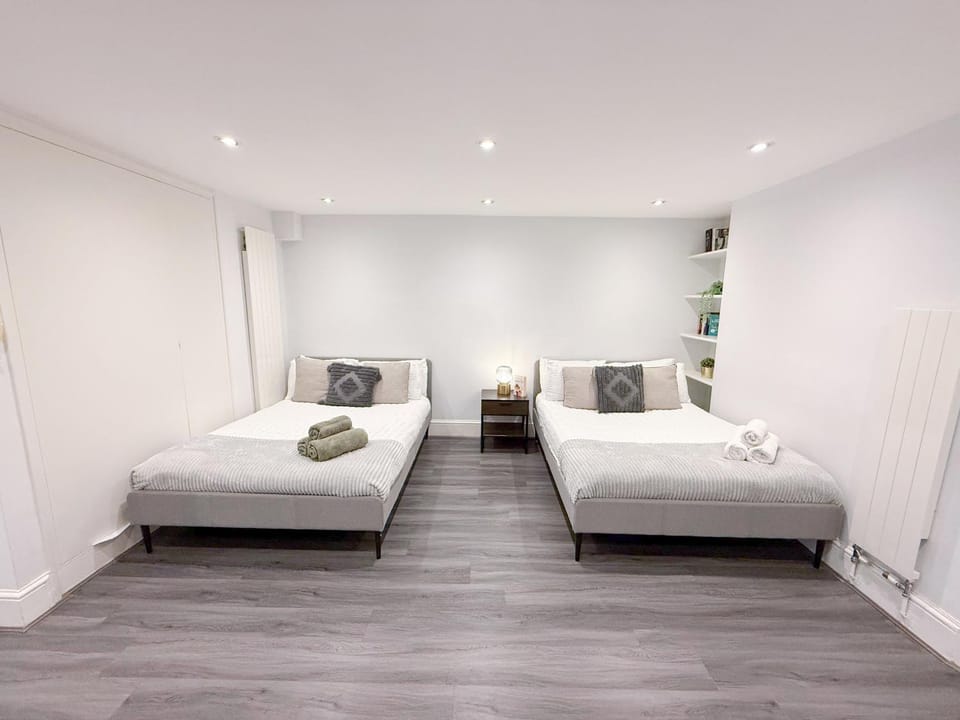 Bed, Bathroom, Bedroom, flat iron, hair dryier, heating, internet, towels