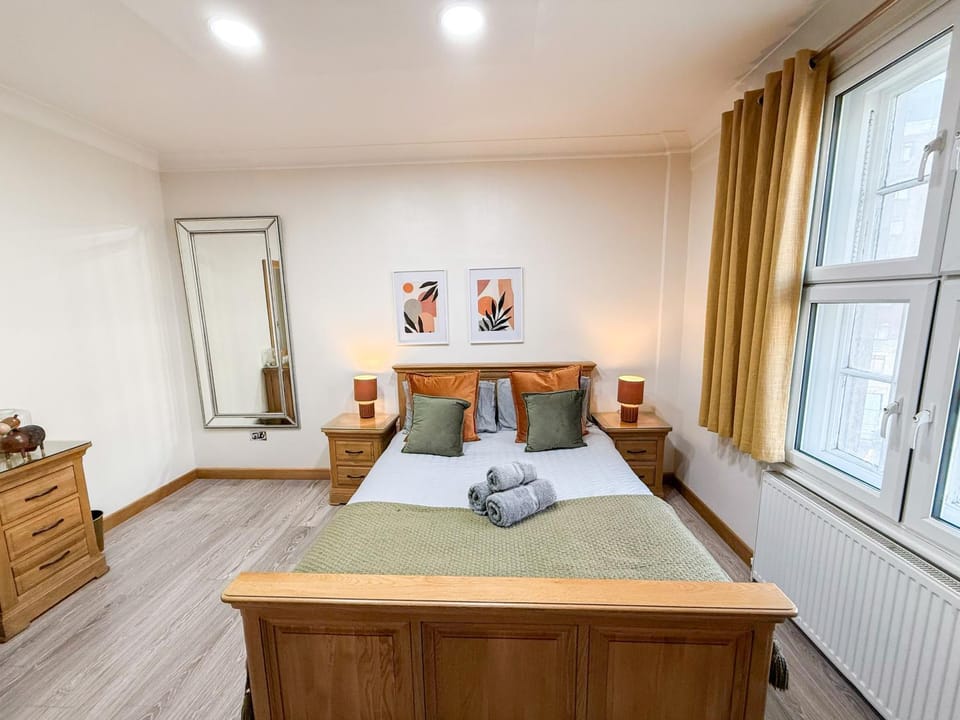 Bed, View (from property/room), Decorative detail, Bedroom, flat iron, hair dryier, heating, internet, storage, towels, wardrobe, air conditioner