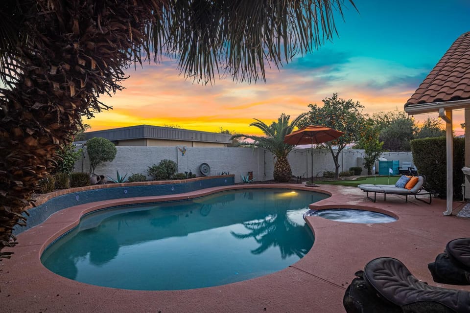 Natural landscape, Pool view, Swimming pool, sunbed