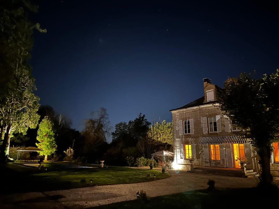 Property building, Night, Garden