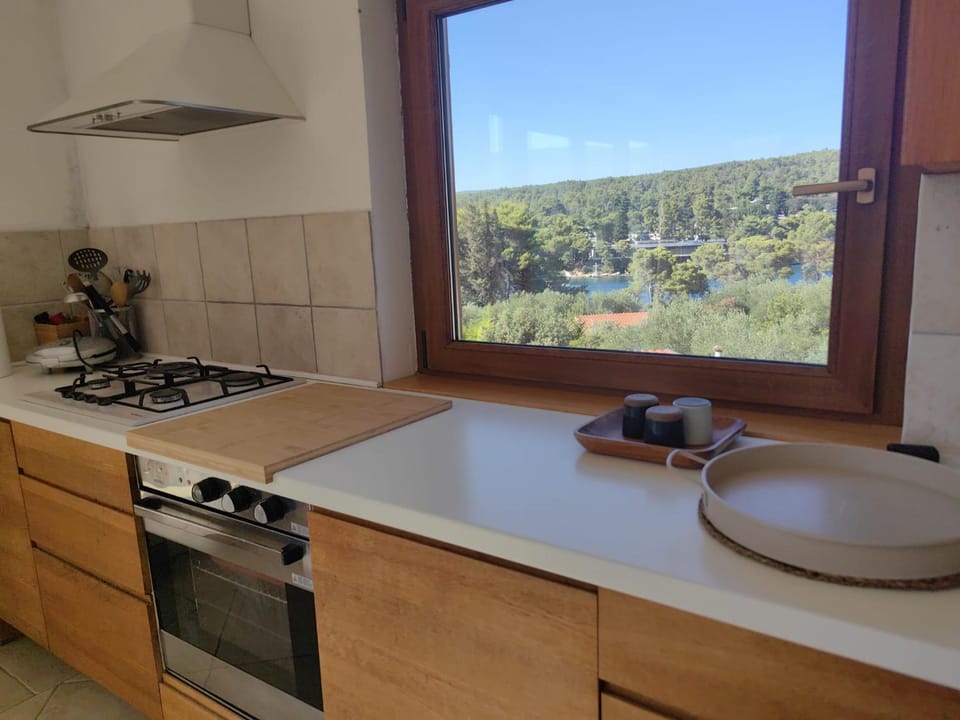 City view, oven, stove