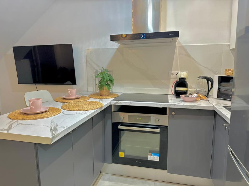 Kitchen or kitchenette, oven