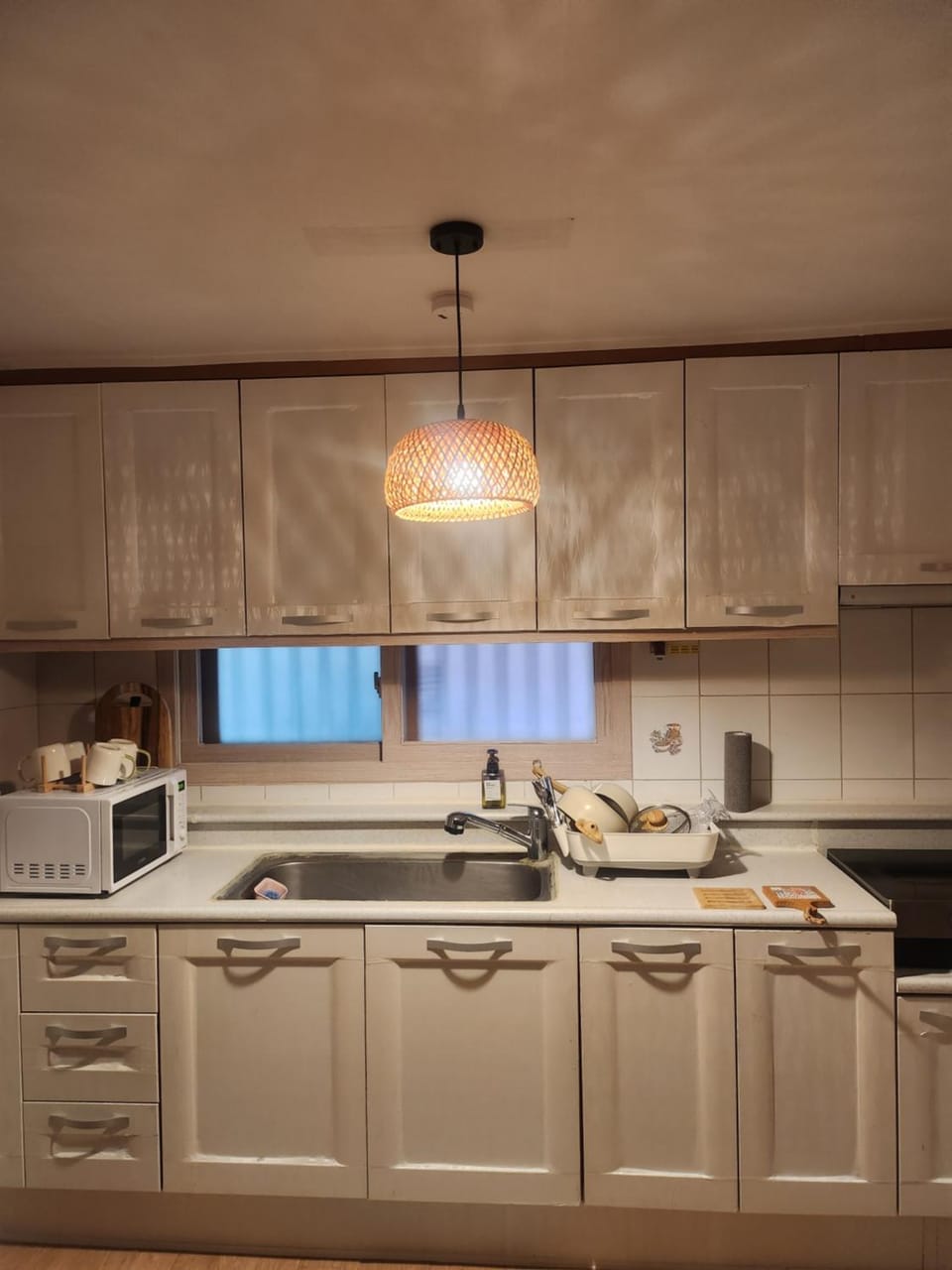 Kitchen or kitchenette, stove