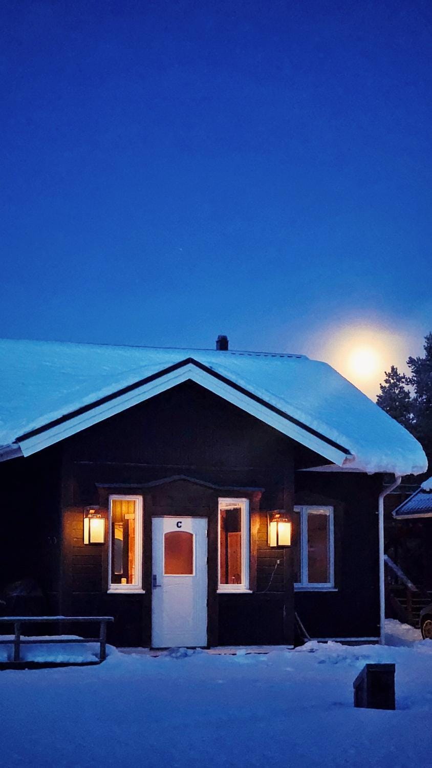 Property building, Night, Winter