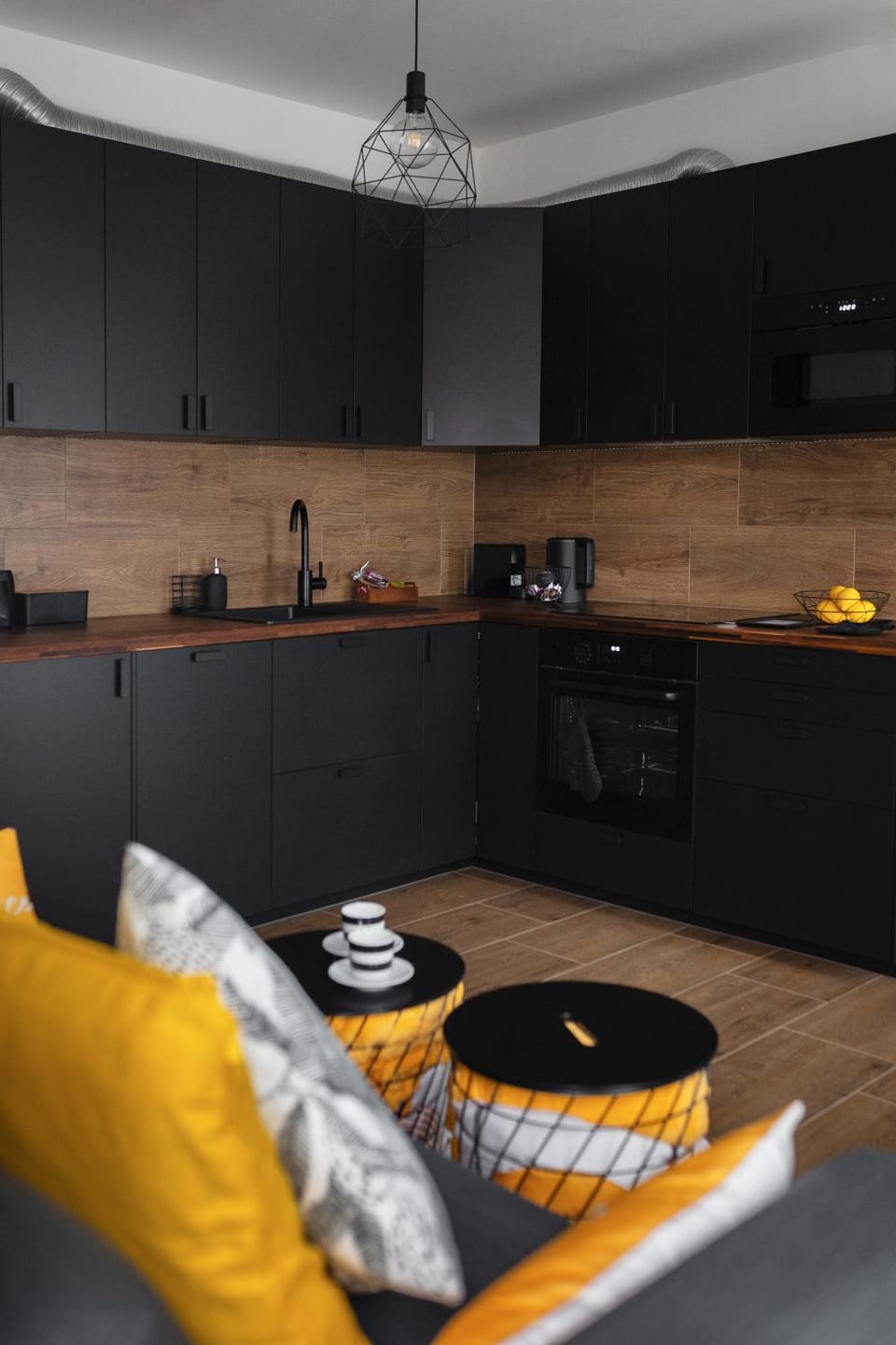 Kitchen or kitchenette, stove