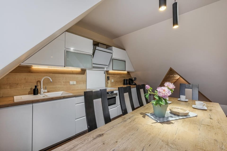 Kitchen or kitchenette, dishwasher, oven, stove