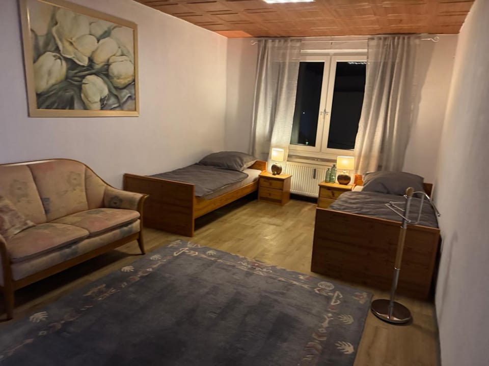 Bed, Seating area, Bedroom