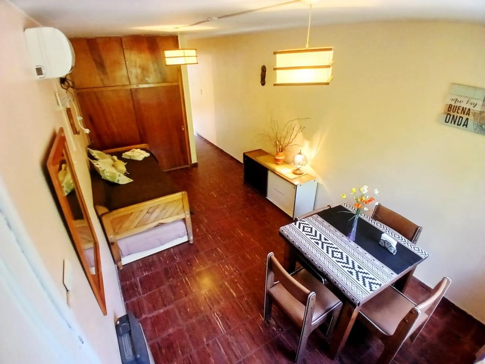 Bed, Living room, Dining area
