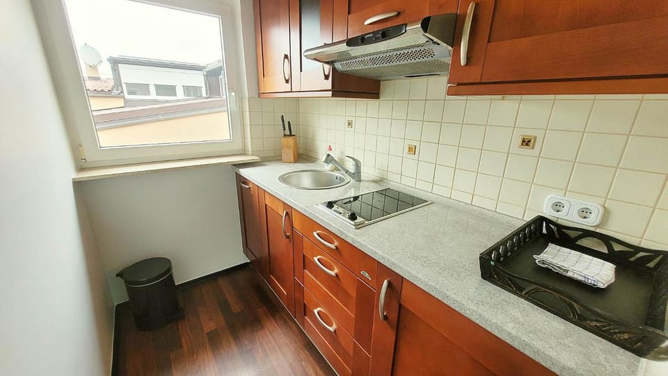 Kitchen or kitchenette, dishwasher, stove