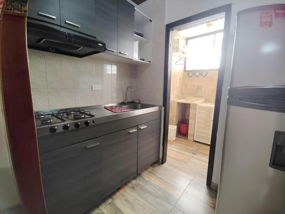 Kitchen or kitchenette, minibar, stove