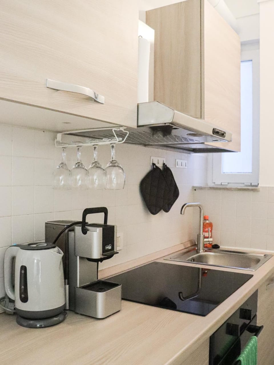 Kitchen or kitchenette, stove