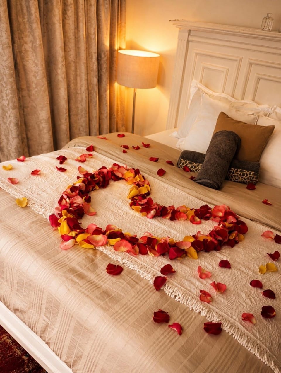 Bed, Decorative detail, Bedroom, City view