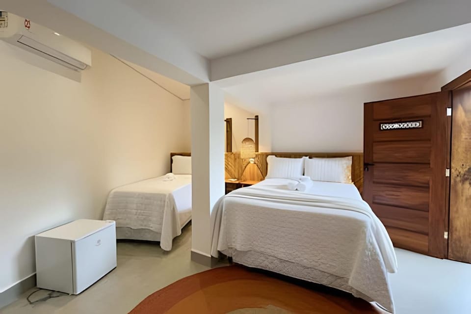 Bed, Photo of the whole room, Bedroom, towels, air conditioner