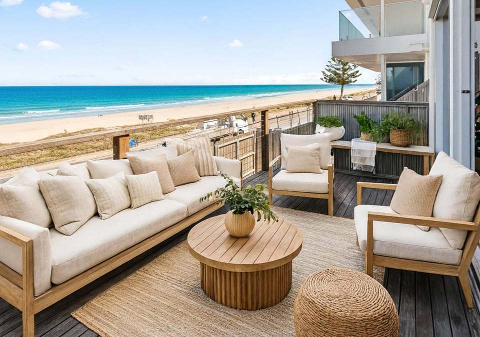 Patio, View (from property/room), Seating area, Beach, Sea view, Sunrise, Sunset