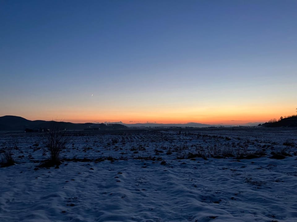 Natural landscape, Winter, Mountain view, Sunset