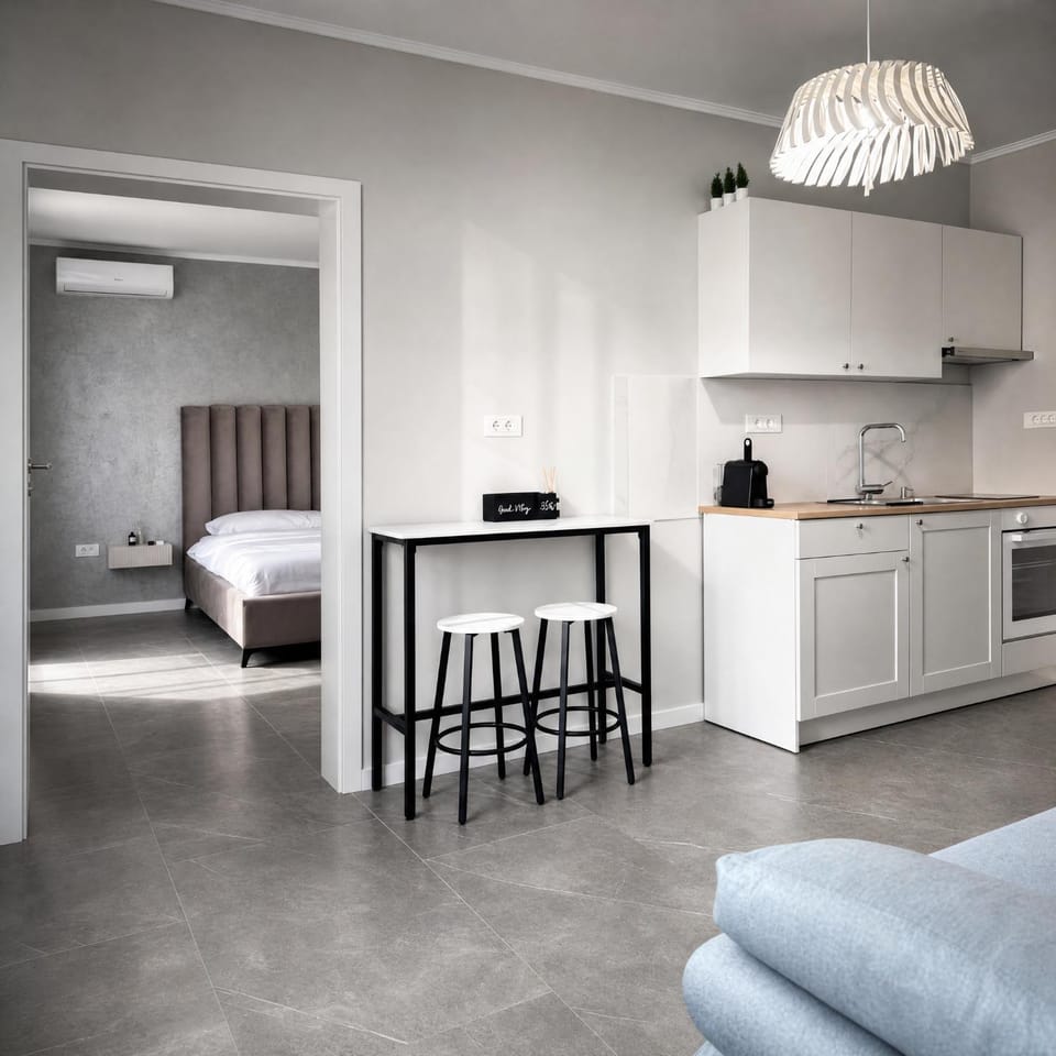 Kitchen or kitchenette, Living room, Dining area