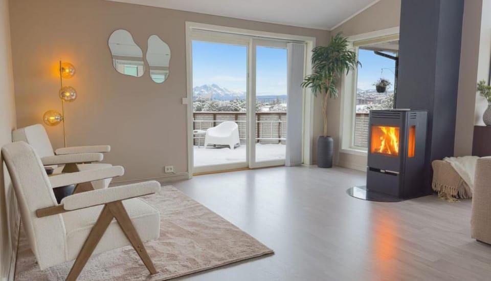 Winter, Seating area, Landmark view, fireplace