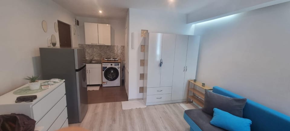 Kitchen or kitchenette, Living room, Seating area, washing machine