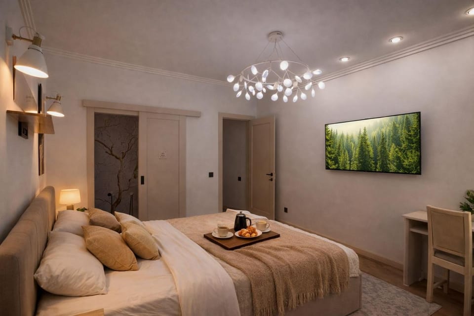 Bed, TV and multimedia, Photo of the whole room, Bedroom