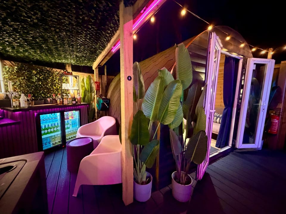 Patio, Night, Garden, Living room, Seating area, Garden view