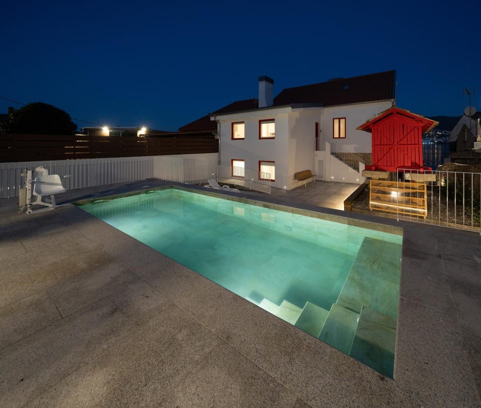 Property building, Night, Pool view, Swimming pool