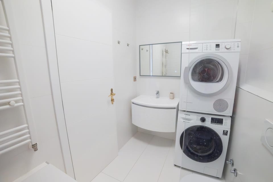 Bathroom, washing machine, dryer