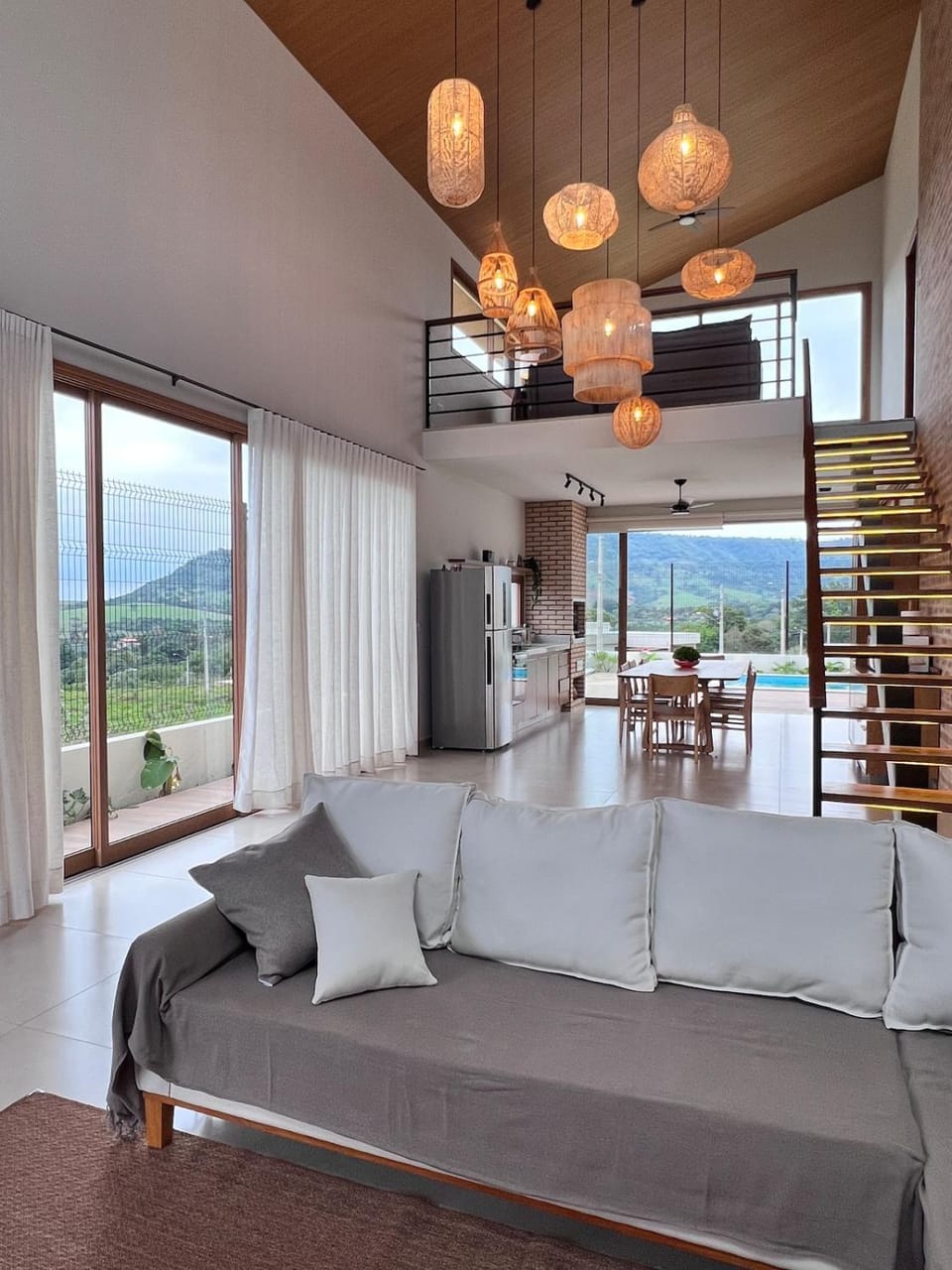 Living room, Seating area, Mountain view