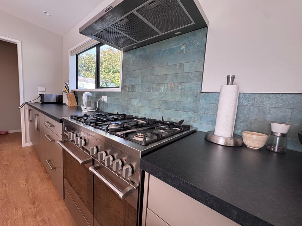 Kitchen or kitchenette, stove