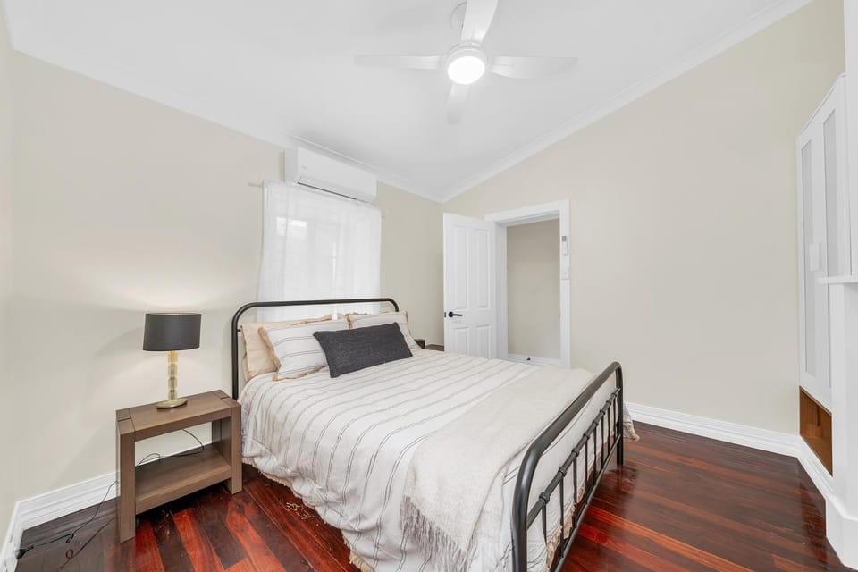 Bed, wardrobe, air conditioner
