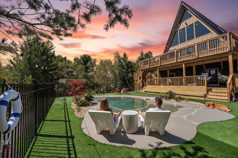 Garden, Balcony/Terrace, Swimming pool, Sunset, sunbed