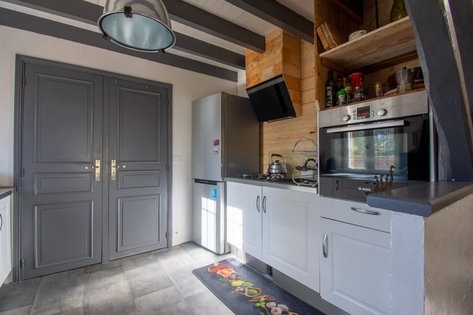 Kitchen or kitchenette, stove