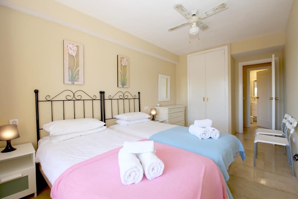 Bed, Photo of the whole room, Bedroom, towels, wardrobe, air conditioner