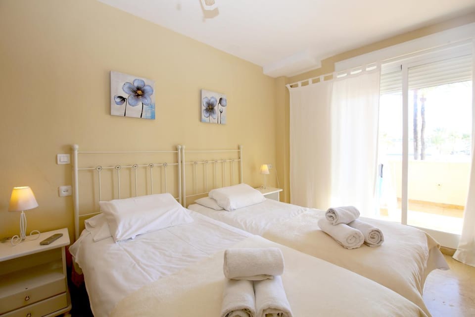 Bed, Photo of the whole room, Bedroom, towels, air conditioner