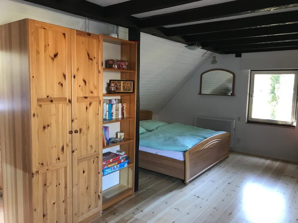 Bed, Library, Bedroom, wardrobe