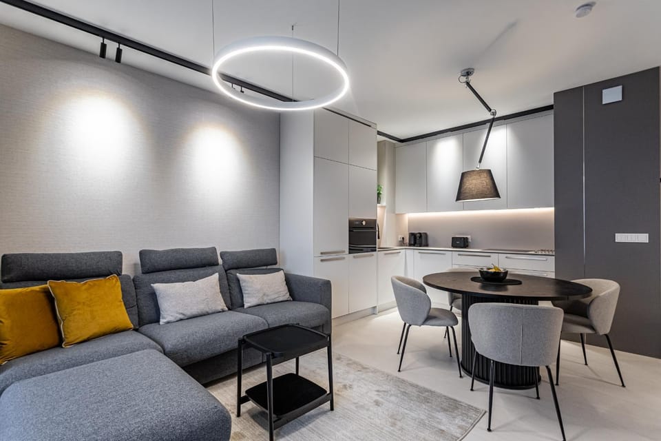 Kitchen or kitchenette, Living room, Dining area