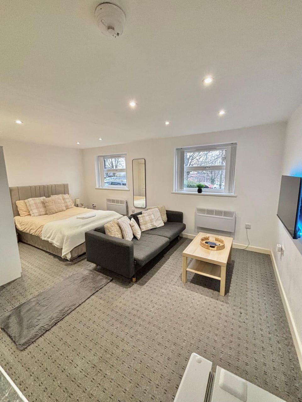 Bed, TV and multimedia, Living room, Lounge or bar, Photo of the whole room, Seating area, Bedroom