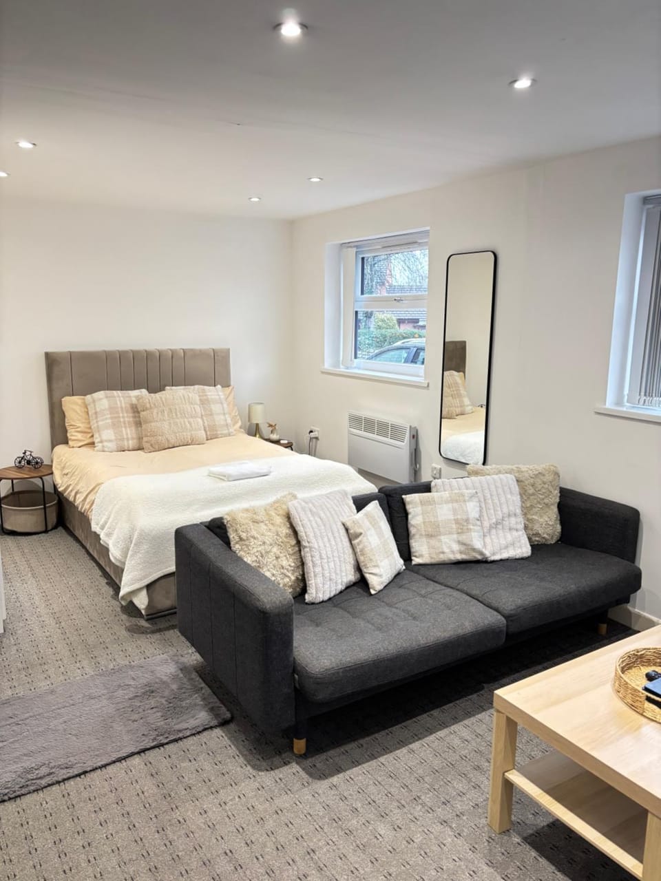 Bed, Living room, Photo of the whole room, Seating area, Bedroom